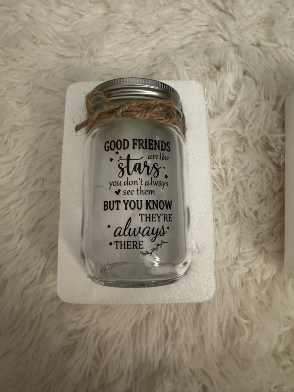 Glass Mason Jar with Inspirational 'Good Friends' Quote